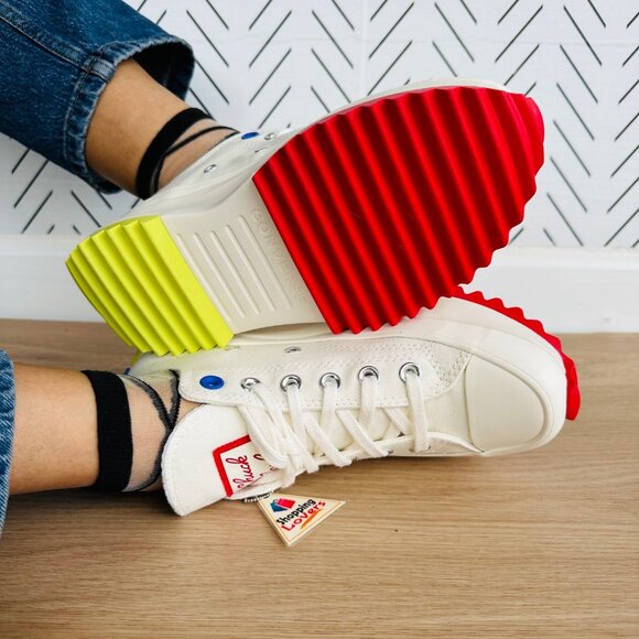 ❤️Converse Run Star Hike Ox Platform Sz 7 Women Shoes Beige Red Sneaker A08196C - Picture 5 of 12